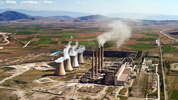 Aerial view of fossil fuel plant