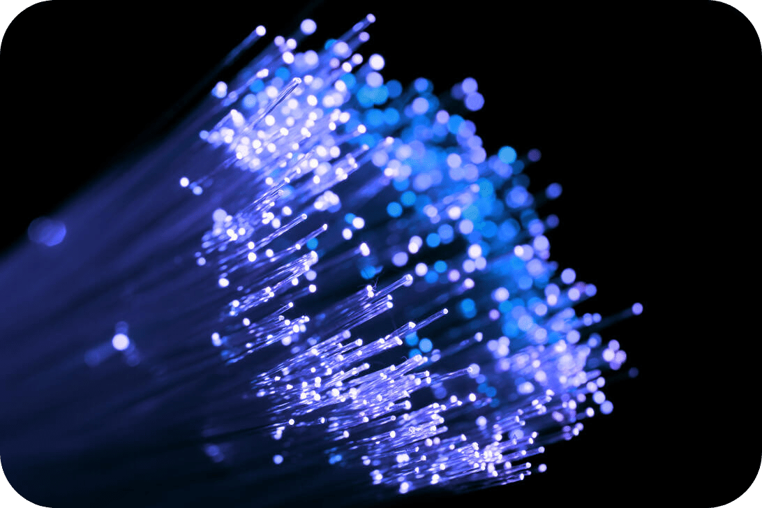 blue glowing fibre optics cable